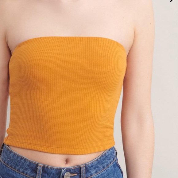 yellow ribbed tube top